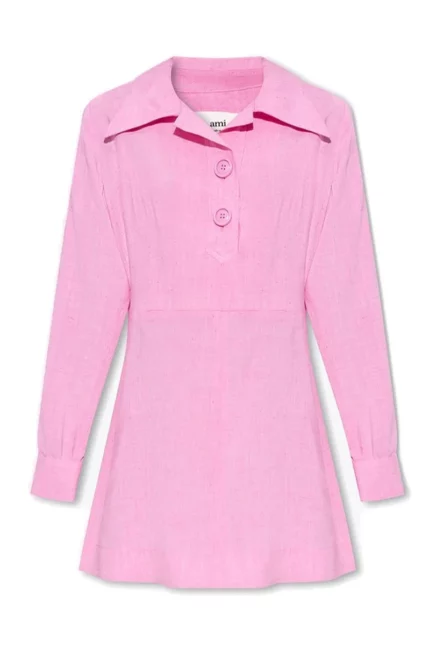 AMI Long-Sleeved Flared Mini Dress