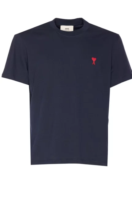 AMI Paris Ami de Coeur Logo-Embroidered Crewneck T-Shirt