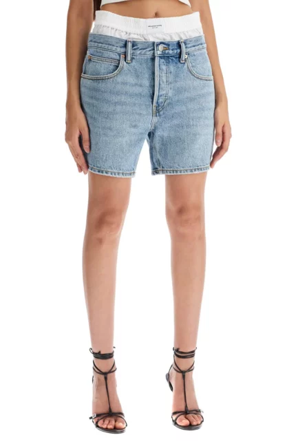 Alexander Wang Logo Patch Layered Denim Shorts