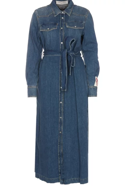 Golden Goose Deluxe Brand Belted Long-Sleeved Denim Dress