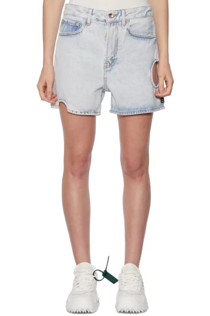 Off-White Cut-Out Button Detailed Denim Shorts
