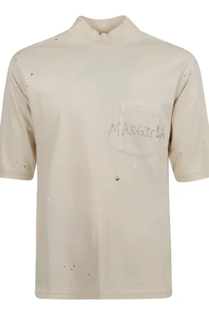 Maison Margiela Mock Neck Logo Detailed T-Shirt
