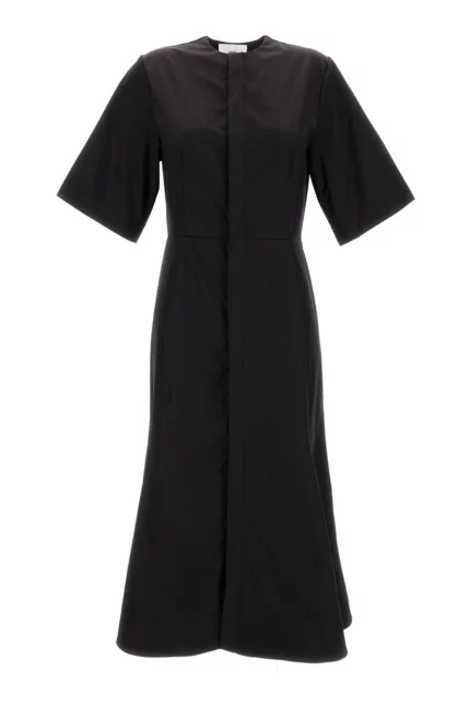 AMI Mid-Sleeved Round-Neck Midi Dress