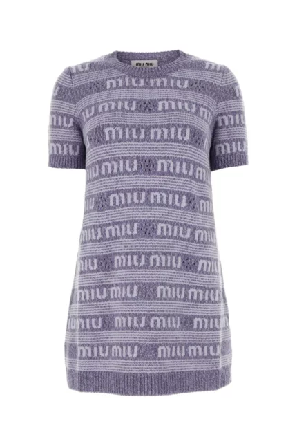 Miu Miu Logo-Intarsia Knitted Mini Dress