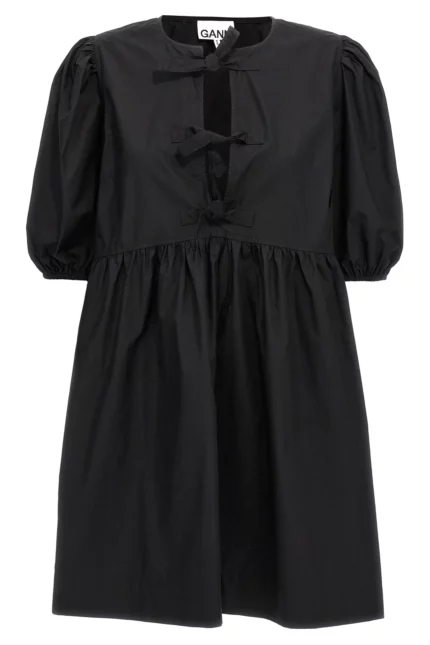 Ganni Poplin Tie String Mini Dress