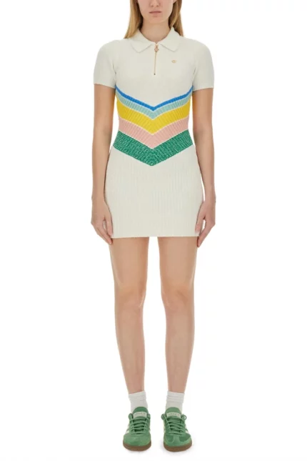 Casablanca Boucle Chevron Dress