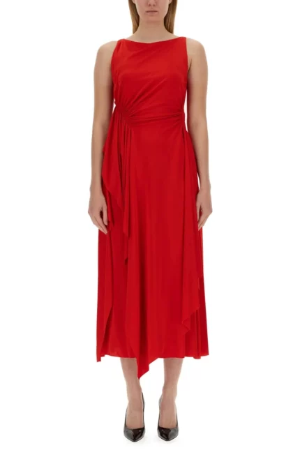 Lanvin Ruched Detailed Sleeveless Midi Dress