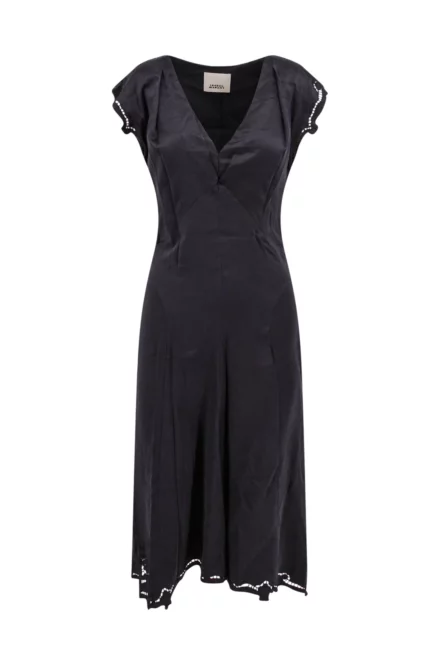 Isabel Marant Jordina V-Neck Satin Midi Dress