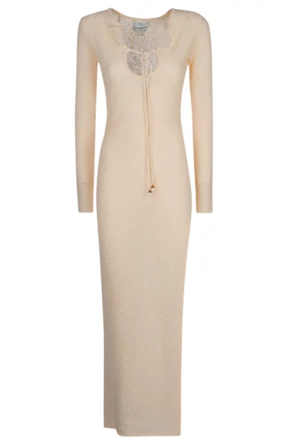 Casablanca Cut-Out Boucle Sheer Dress