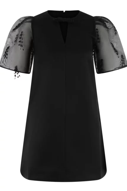 Ganni Fringed Organza Mini Dress