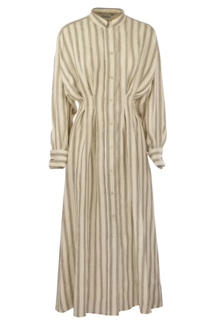 Max Mara Yole Striped Long-Sleeved Dress