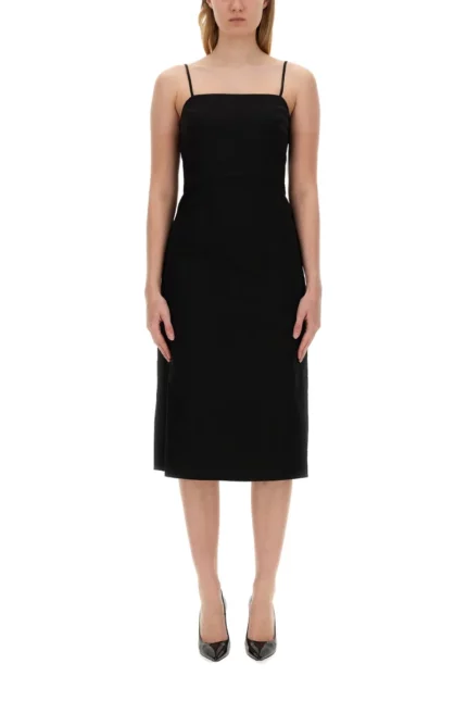Theory Square-Neck Sleeveless A-Line Midi Dress