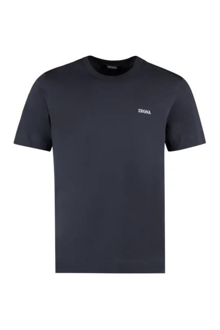 Zegna Logo Embroidered Crewneck T-Shirt
