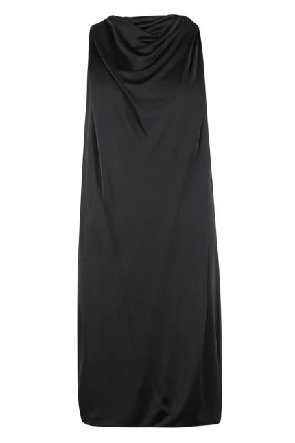 Lanvin Brooch-Detailed Satin Midi Dress