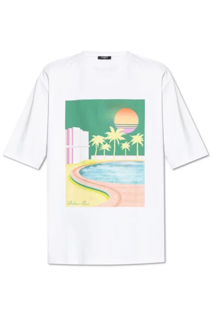 Balmain Postcard Printed Loose T-Shirt