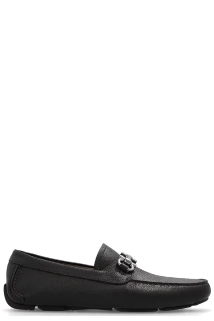 Ferragamo Gancini Ornament Square-Toe Loafers