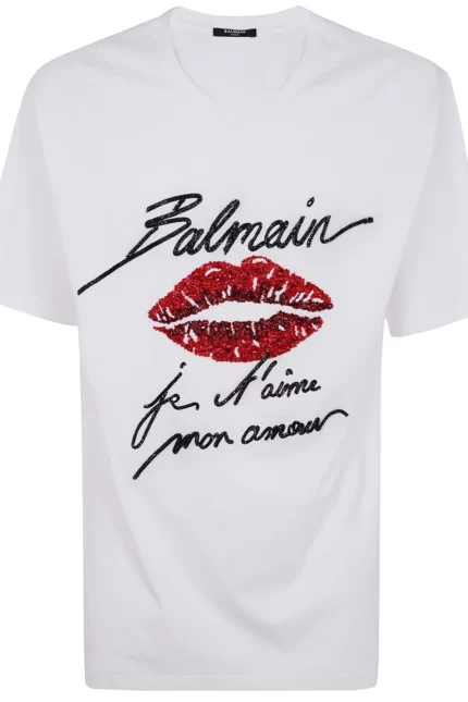 Balmain Love Letter And Lips Embroidered T-Shirt