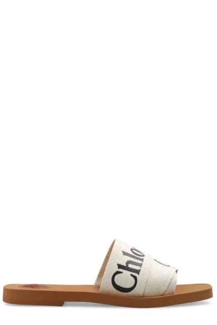 Chloé Woody Logo Embroidered Sandals