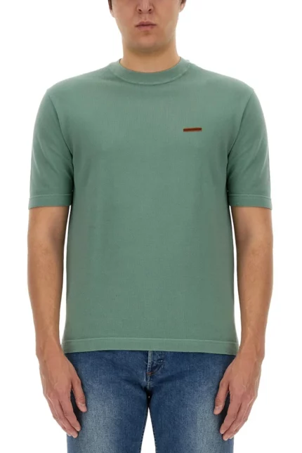 Zegna Logo Detailed Crewneck T-Shirt