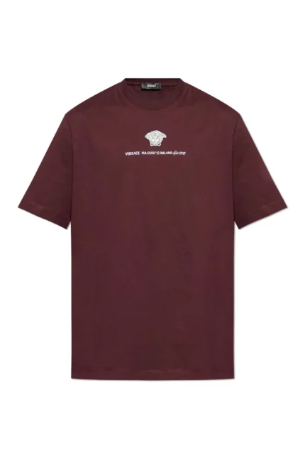 Versace Logo-Embroidered Crewneck T-Shirt