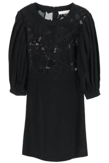 See By Chloé Laced Crepe Mini Dress