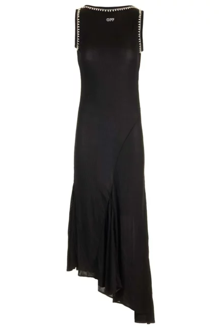 Off-White Embellished Open Back Sleeveless Dress
