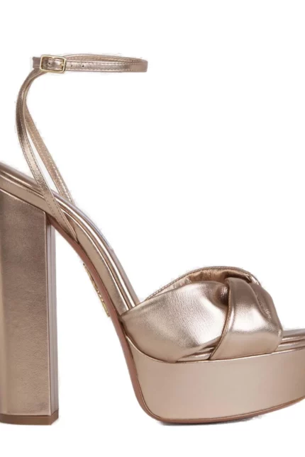 Aquazzura Olie Plateau Metallic Platform Sandals