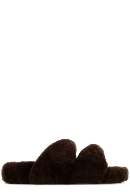Aquazzura Twist Shearling Slip-On Sandals