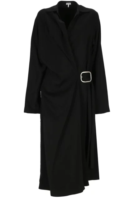 Loewe Long-Sleeved Belted Midi Dress