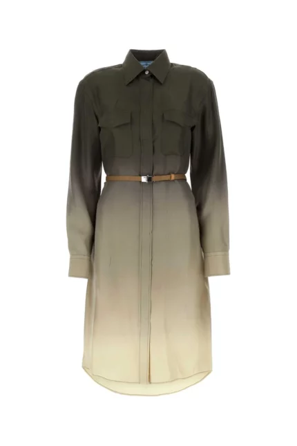 Prada Gradient Belted Shirtdress