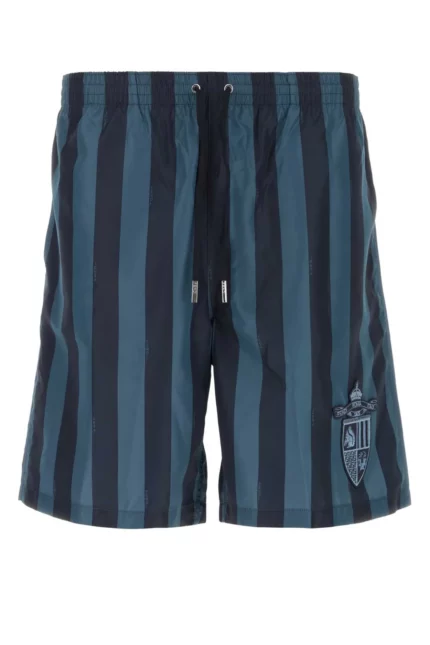 Fendi Striped Drawstring Swim Shorts
