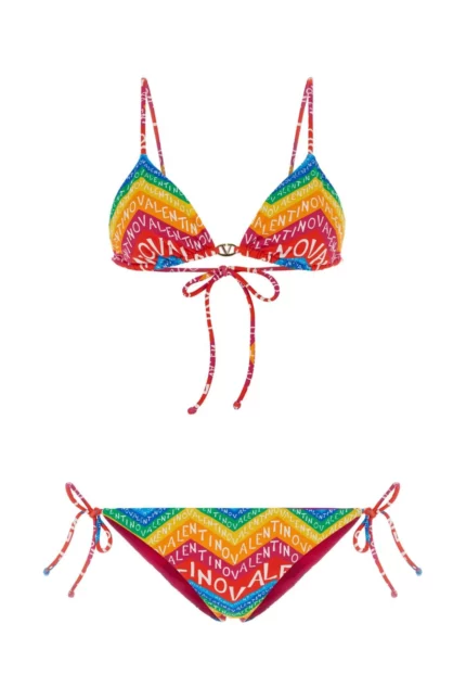 Valentino Logo Plaque All-Over Patterned Bikini