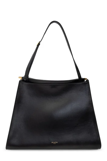 Alaïa Logo Printed Zipped Shoulder Bag