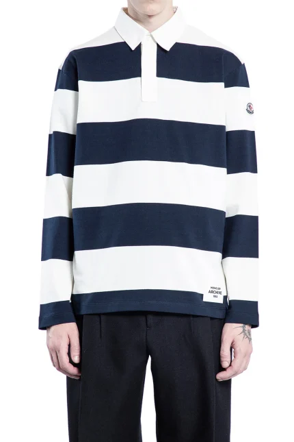 Moncler Striped Long-Sleeved Polo Shirt