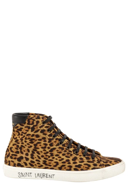Saint Laurent Leopard Print High-Top Sneakers