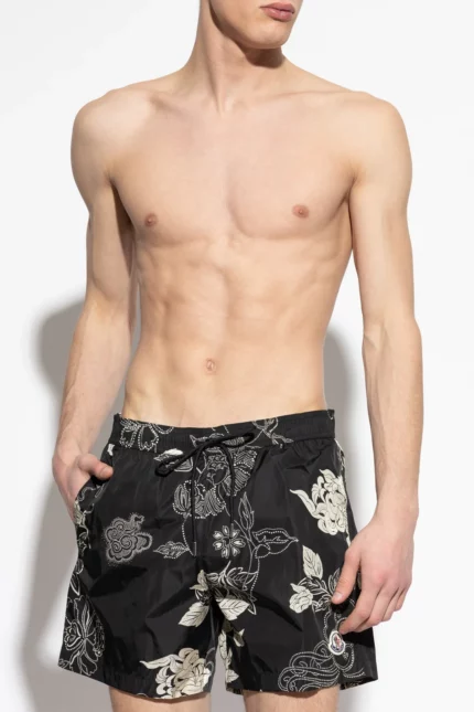Moncler Floral Print Drawstring Swim Shorts