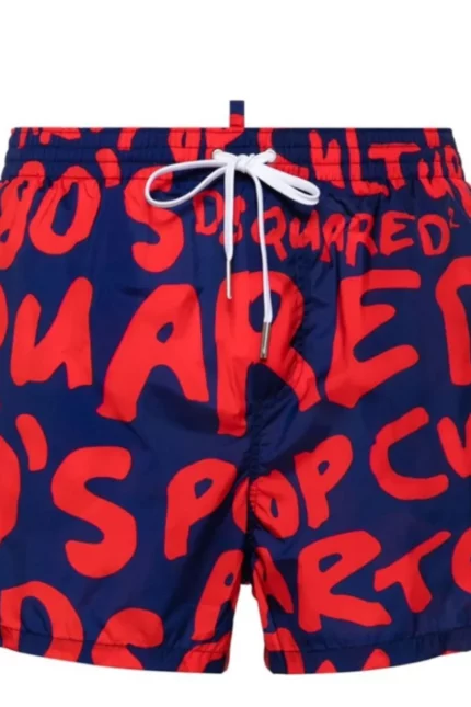 Dsquared2 Allover Logo Printed Drawstring Swimming Shorts