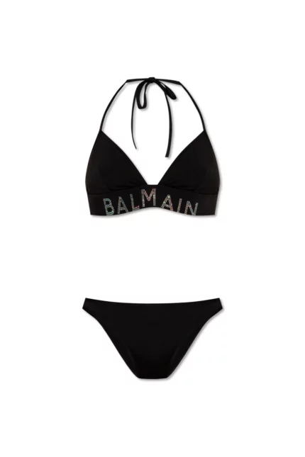 Balmain Logo Embellished Stretched Bikini Set
