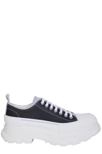 Alexander McQueen Tread Slick Round-Toe Lace-Up Sneakers