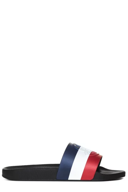 Moncler Logo Debossed Striped Slides
