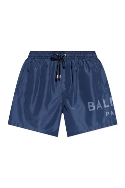 Balmain Logo Printed Drawstring Swim Shorts