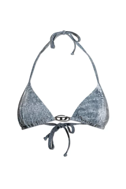 Diesel Sees-T-Dnm Denim Printed Triangle Bikini Top