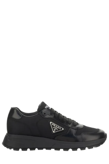 Prada Logo Plaque Lace-Up Sneakers