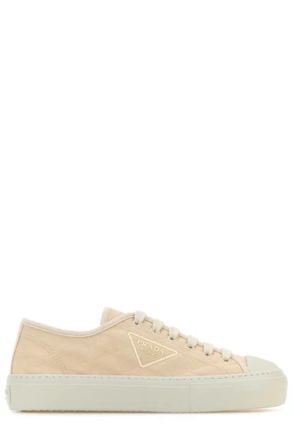 Prada Round Toe Low-Top Sneakers