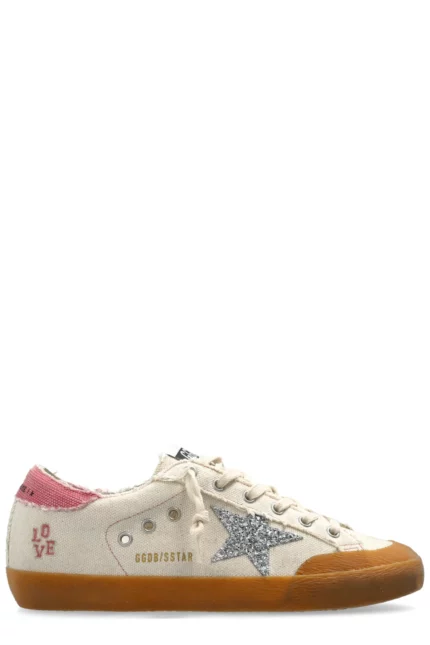 Golden Goose Deluxe Brand Super Star Glittered Lace-Up Sneakers
