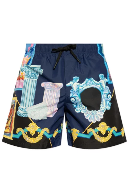 Versace Graphic-Printed Drawstring Swim Shorts