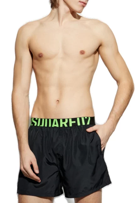 Dsquared2 Logo Waistband Midi Swim Shorts