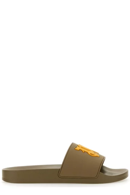 Palm Angels Monogram Patch Round Toe Slides