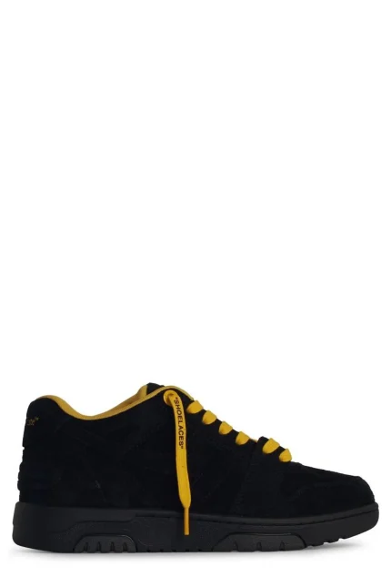 Off-White Round Toe Lace-Up Sneakers