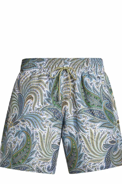 Etro Leaf Printed Drawstring Swim Shorts